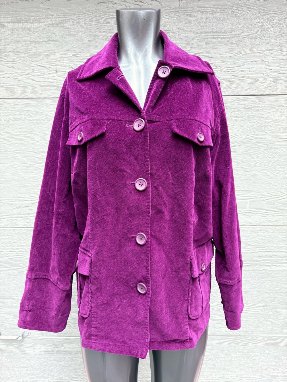 Talbots Magenta Velour Utility Jacket